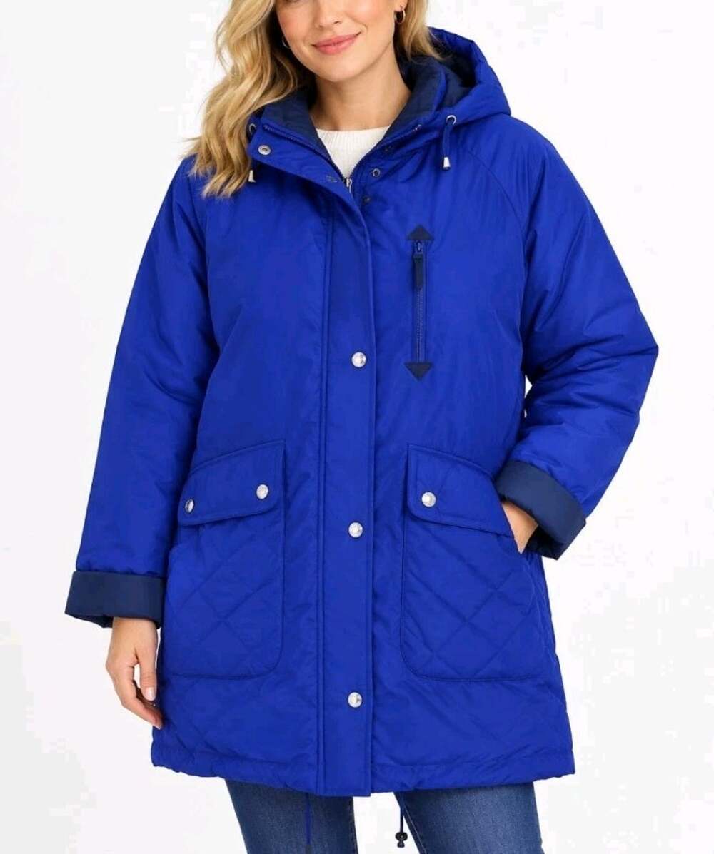 Mulberry Street~Woman Sz. L~Purple Down Filled Soft Parka Jacket Puffer Coat 90s